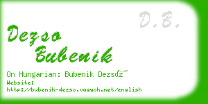 dezso bubenik business card